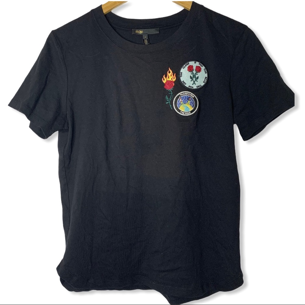 Maje black Timothe patches tee medium new